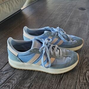 Adidas Sky Blue and White Sneakers